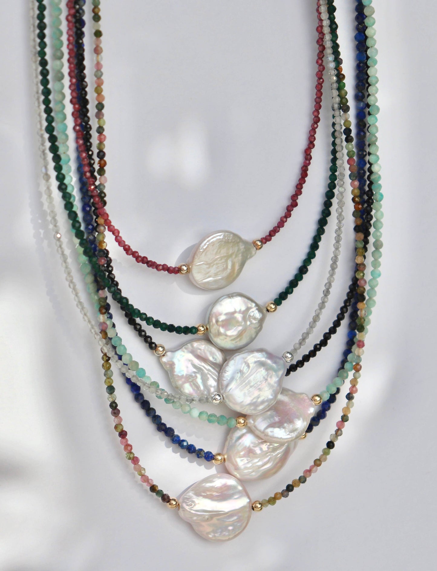 Mystic Coin Pearl Gemstone Necklace - Gold Fill - Apatite - Kaylie Dawn