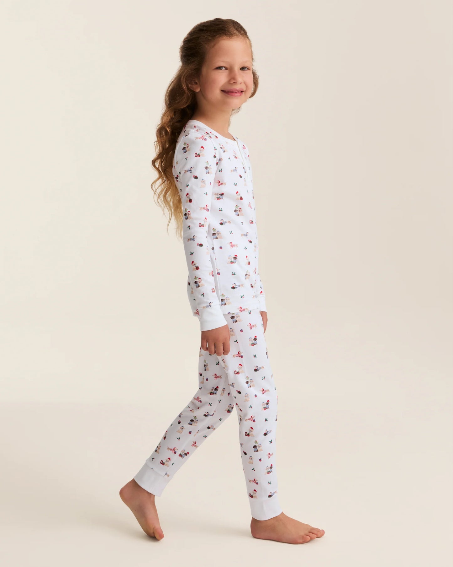 Kid's Pima Snug Fit Pajama Set in Woof de Noël - Petite Plume