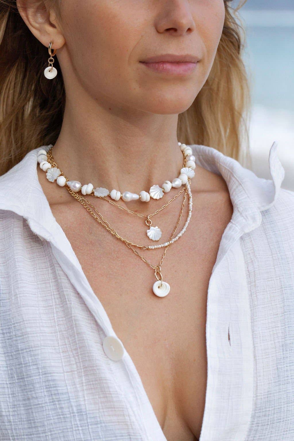 Gold Seashell Chain Necklace - 18 in