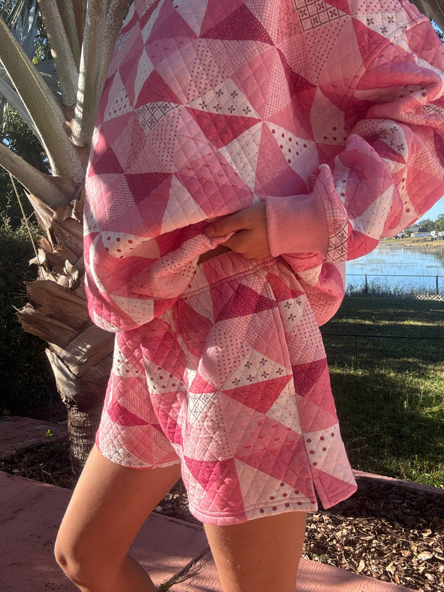 Pink Patchwork Quilted Shorts