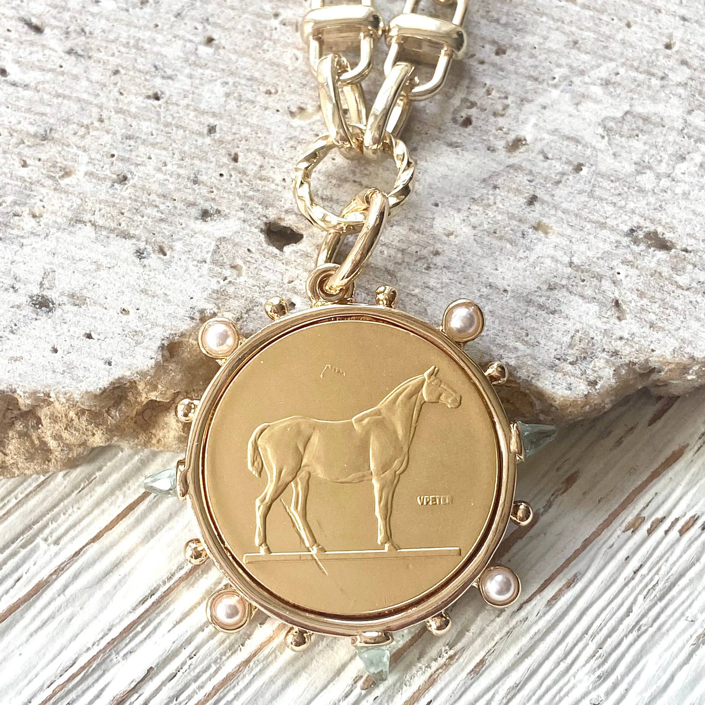 Horse Coin Pearl Necklace