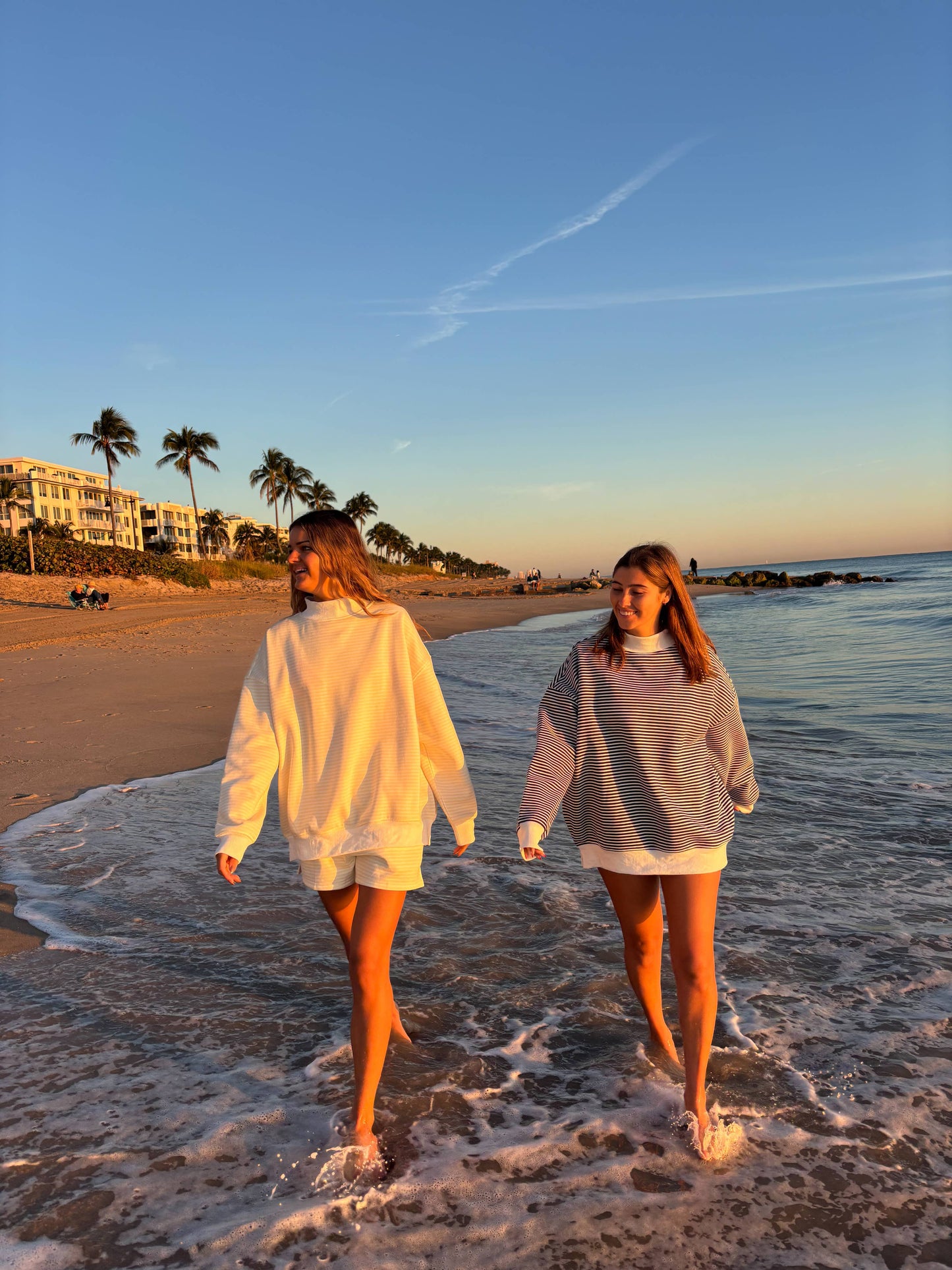 Navy and White Stripe Mockneck Sweatshirt