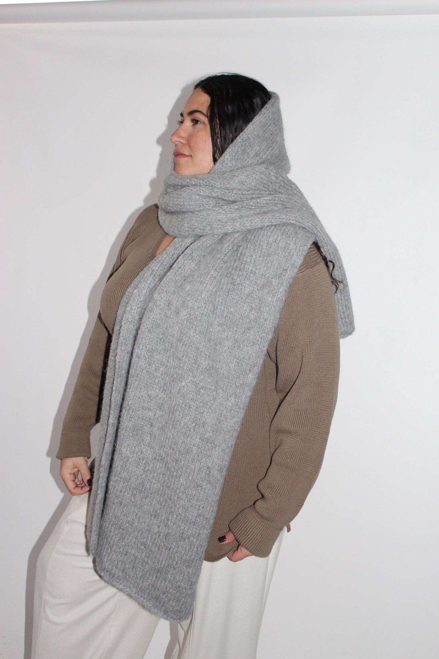 Ralphiei Alpaca Blanket Scarf - Large - Grey