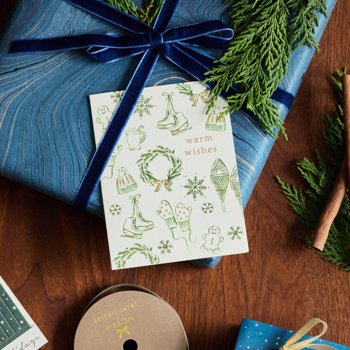 Snowflakes and Skates Holiday Card - Abigail Jayne Design