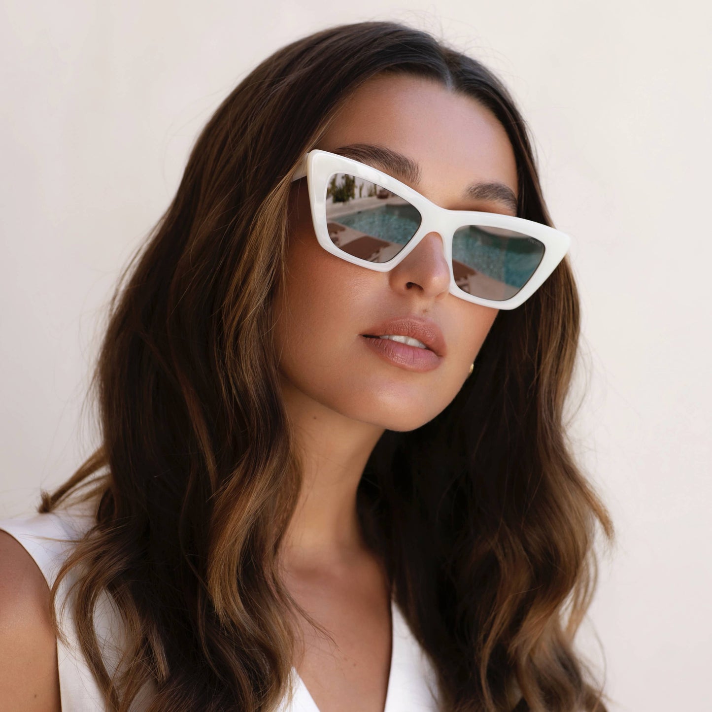 Siena Women's Cat Eye Sunglasses - Milky White