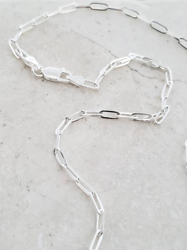 Sterling Silver Paper Clip Chain Necklace