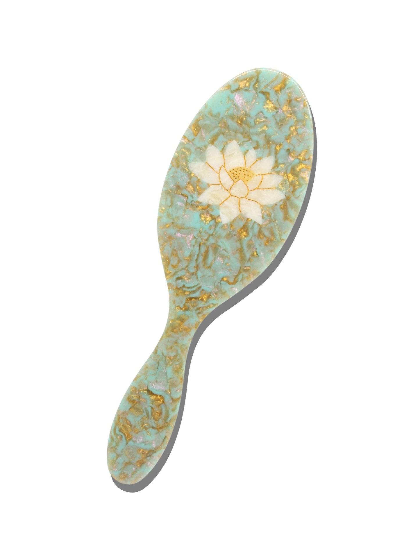 Hand-Painted Lotus Hair Brush