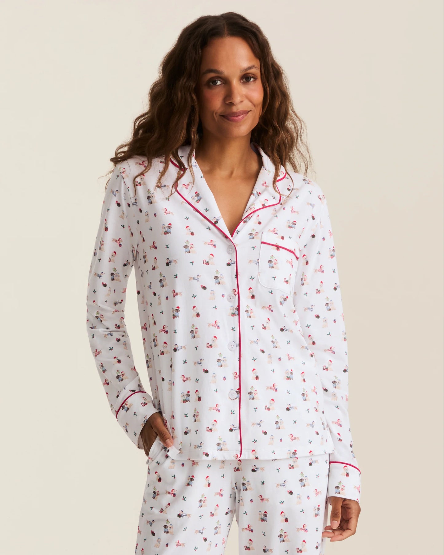 Women's Pima Pajama Set in Woof de Noël - Petite Plume