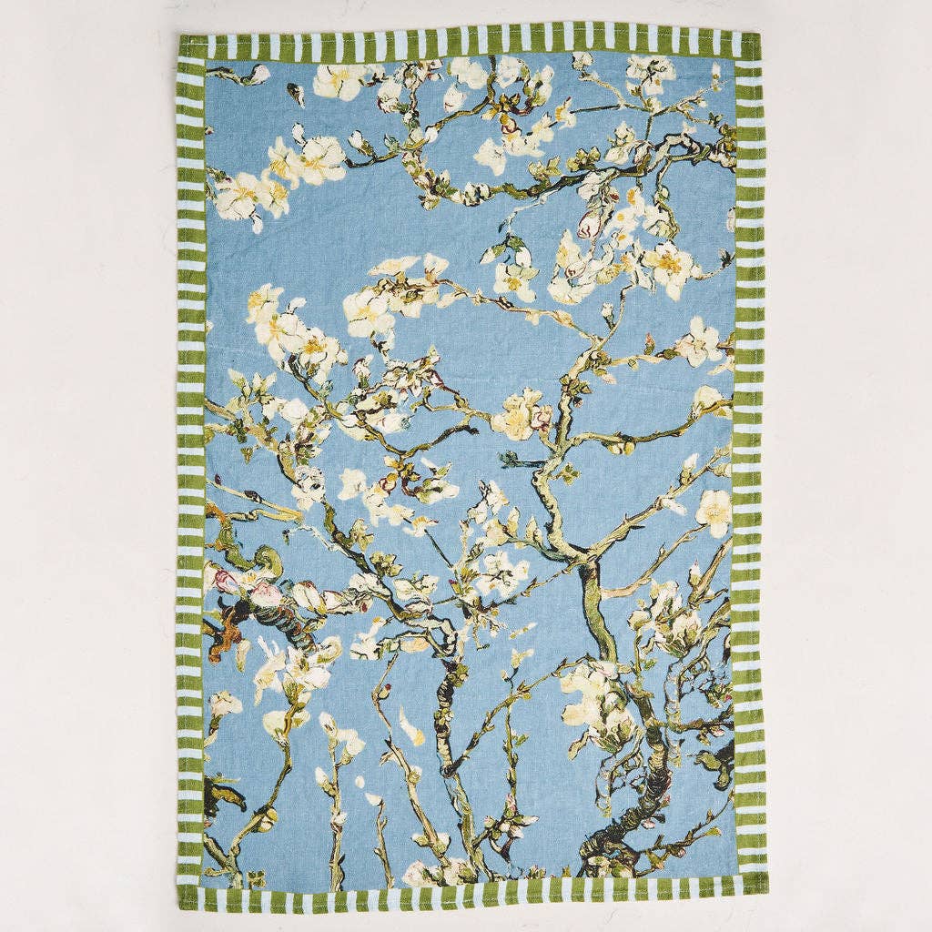 Linen Tea Towel - Light Blue Branches
