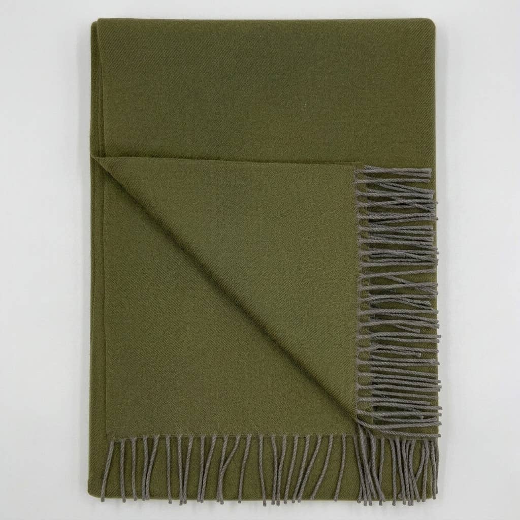 100% Baby Alpaca Throw - Olive