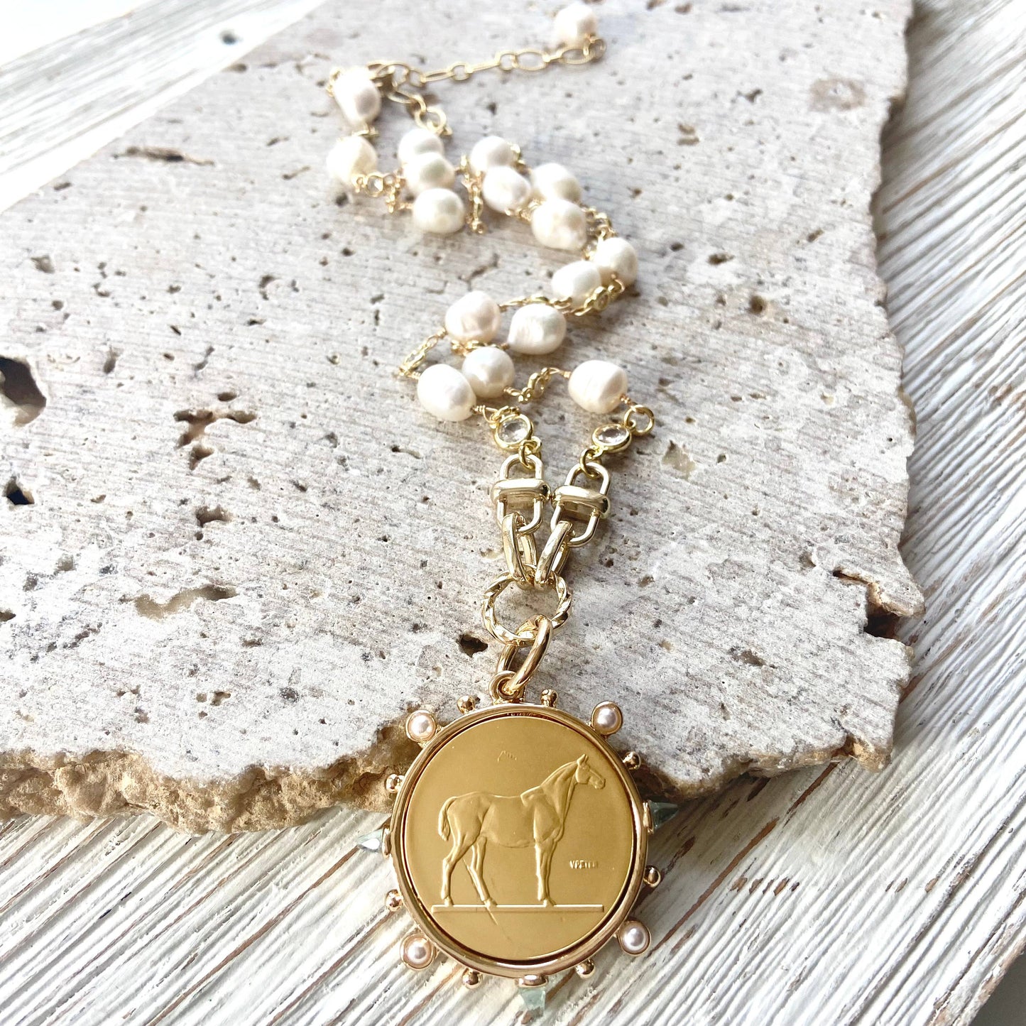 Horse Coin Pearl Necklace