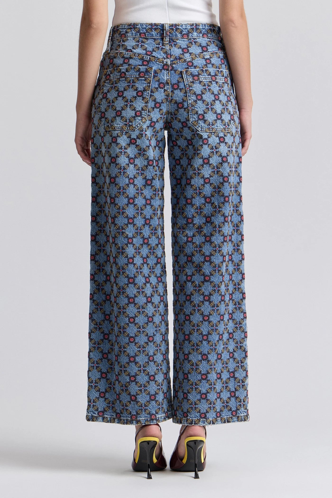 Embroidered Stretch Cotton Wide Leg Embroidered Jeans - Avec Les Filles