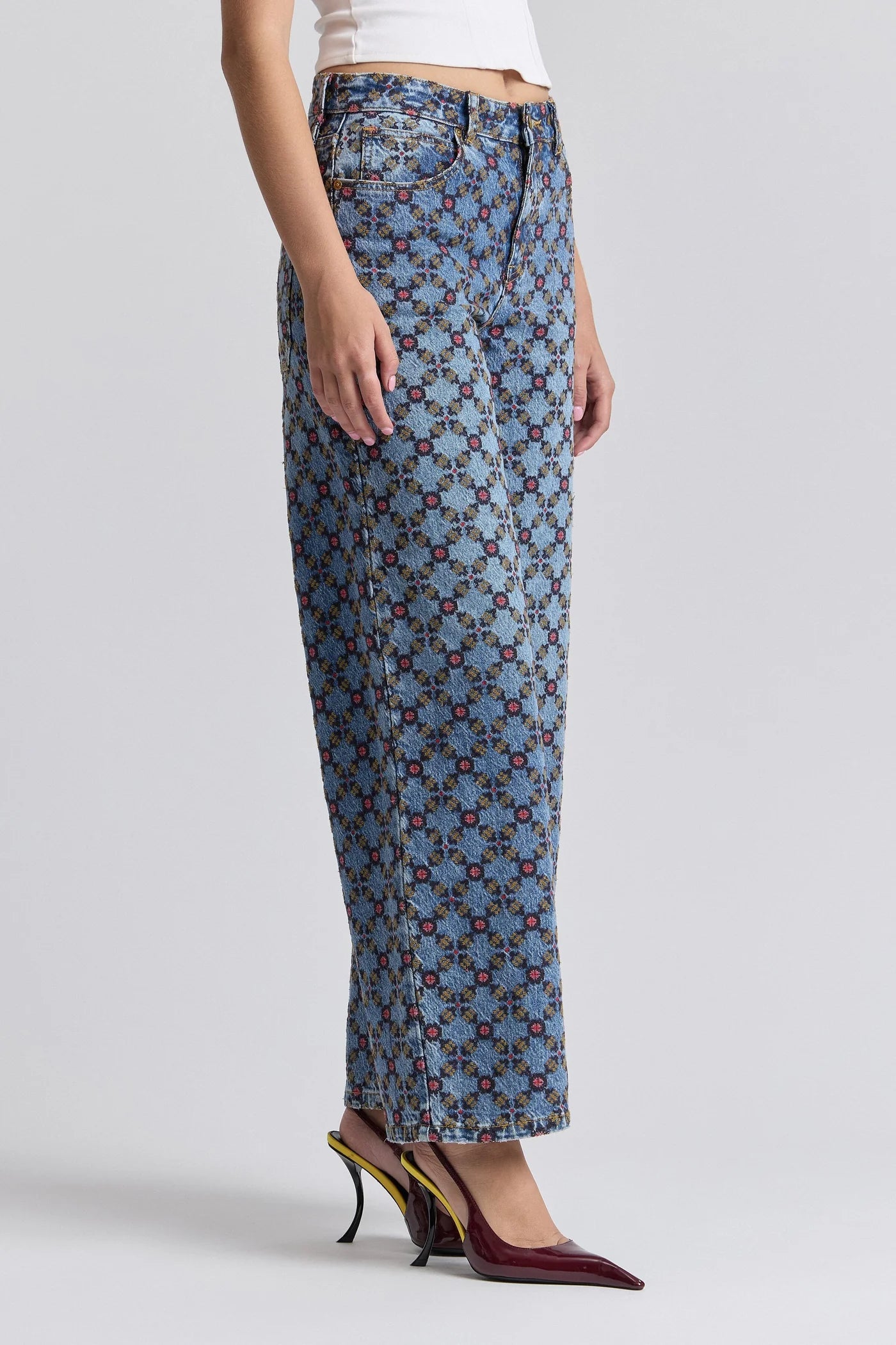 Embroidered Stretch Cotton Wide Leg Embroidered Jeans - Avec Les Filles