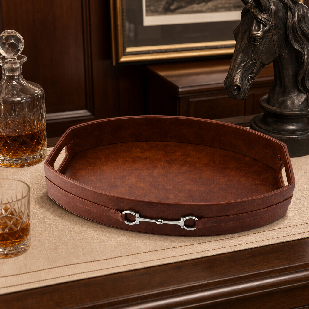 Equestrian Horse Bit Vegan Leather Tray