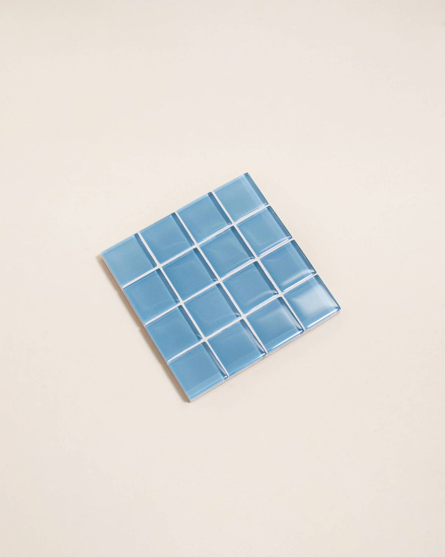 Glass Tile Checkered Coaster - Blue
