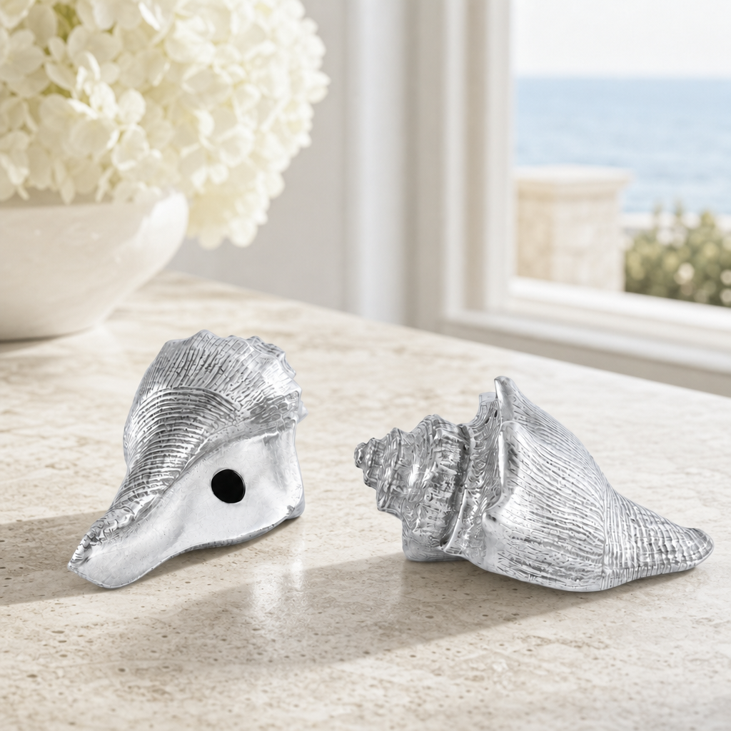 Pewter Conch Shells Salt & Pepper Set