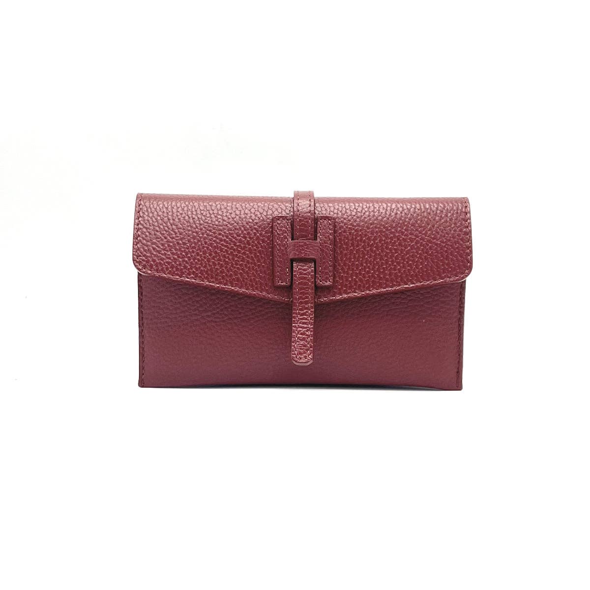 Genuine Leather H Wallet, Made in Italy - Black