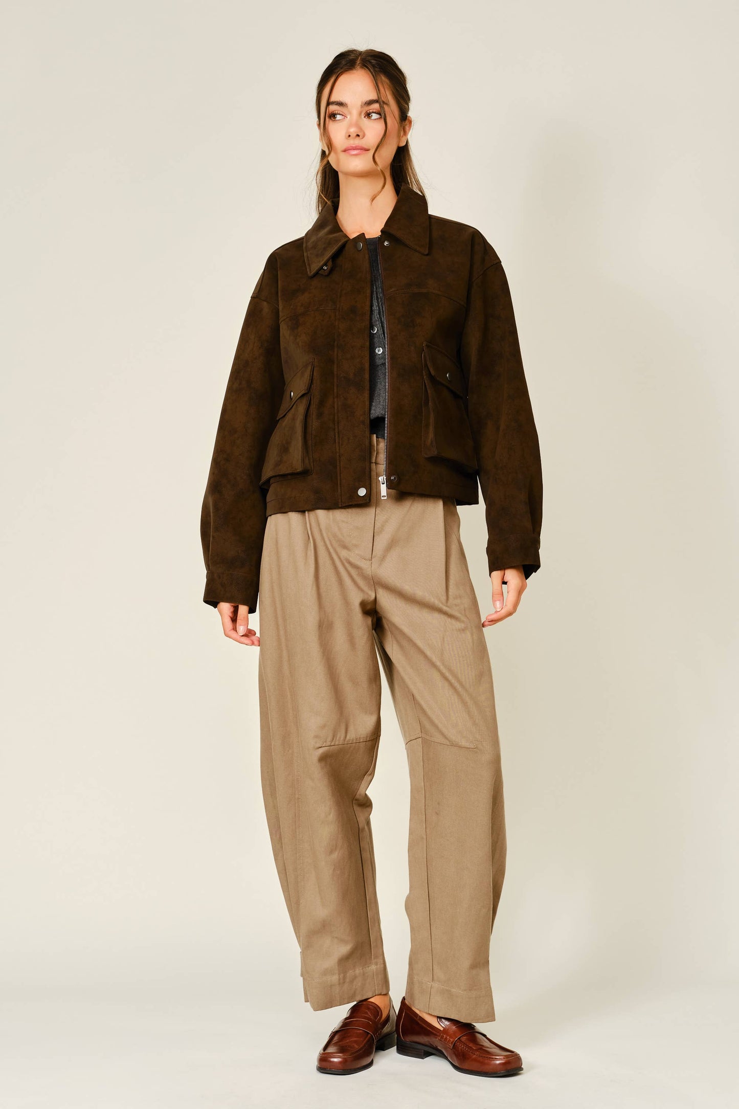 Vintage Vegan Leather Jacket - Chocolate