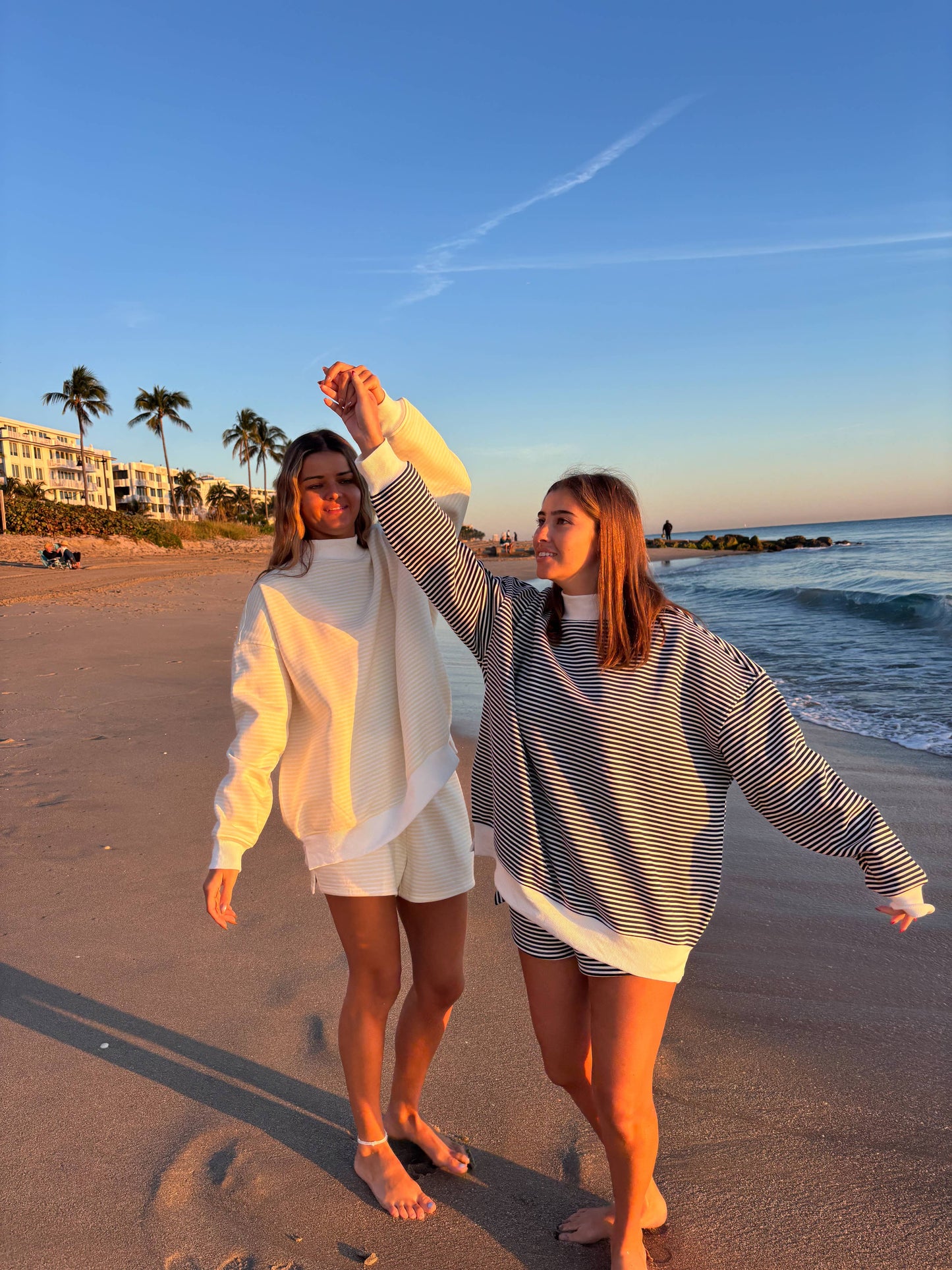 Navy and White Stripe Mockneck Sweatshirt