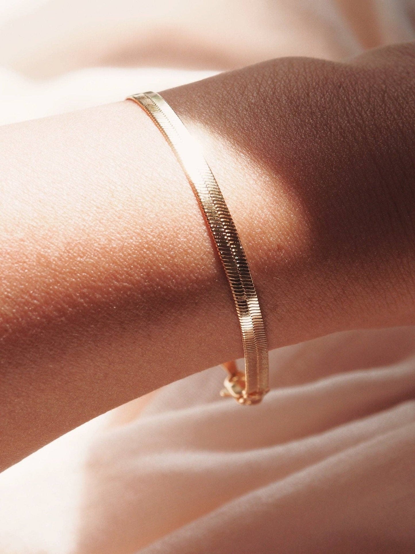 Gold Herringbone Bracelet - 7 in