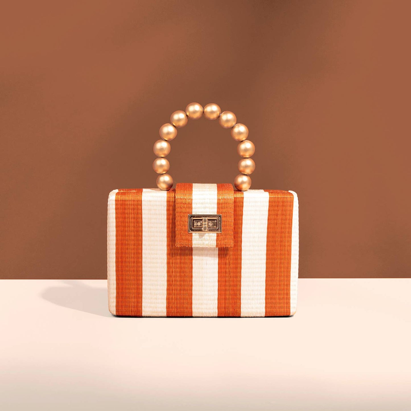 Orange Stripe Clutch Bag - Soli + Sun