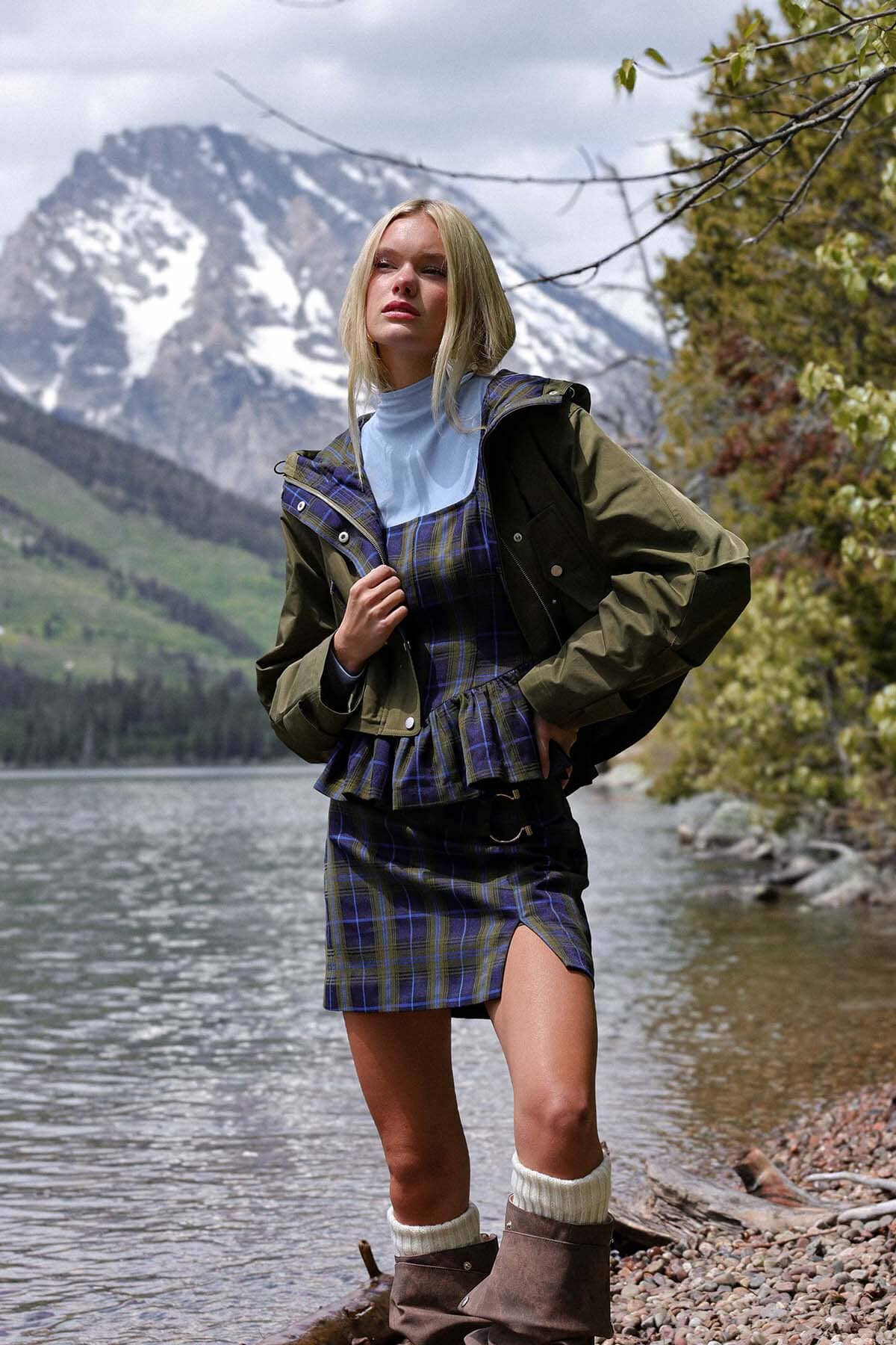 Cropped Anorak Rain Jacket - Military