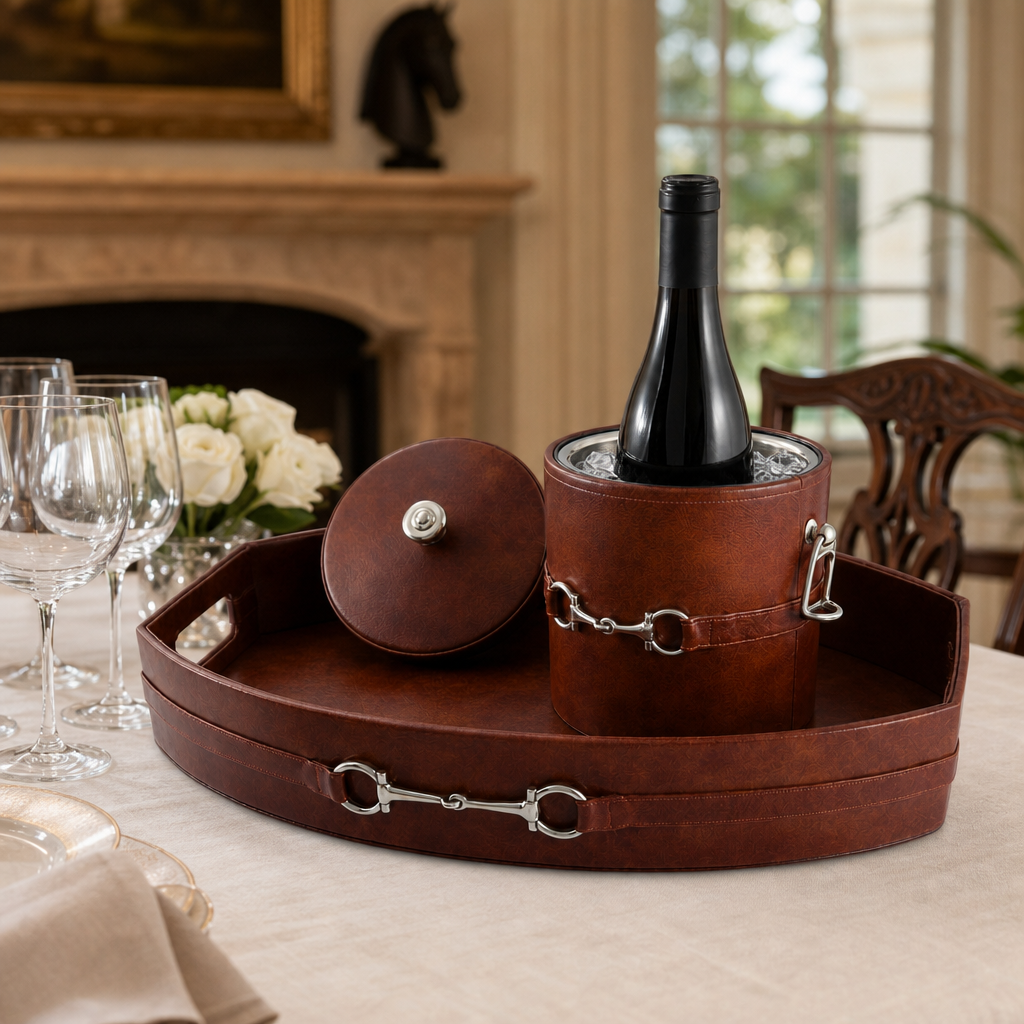 Equestrian Horse Bit Vegan Leather Ice Bucket