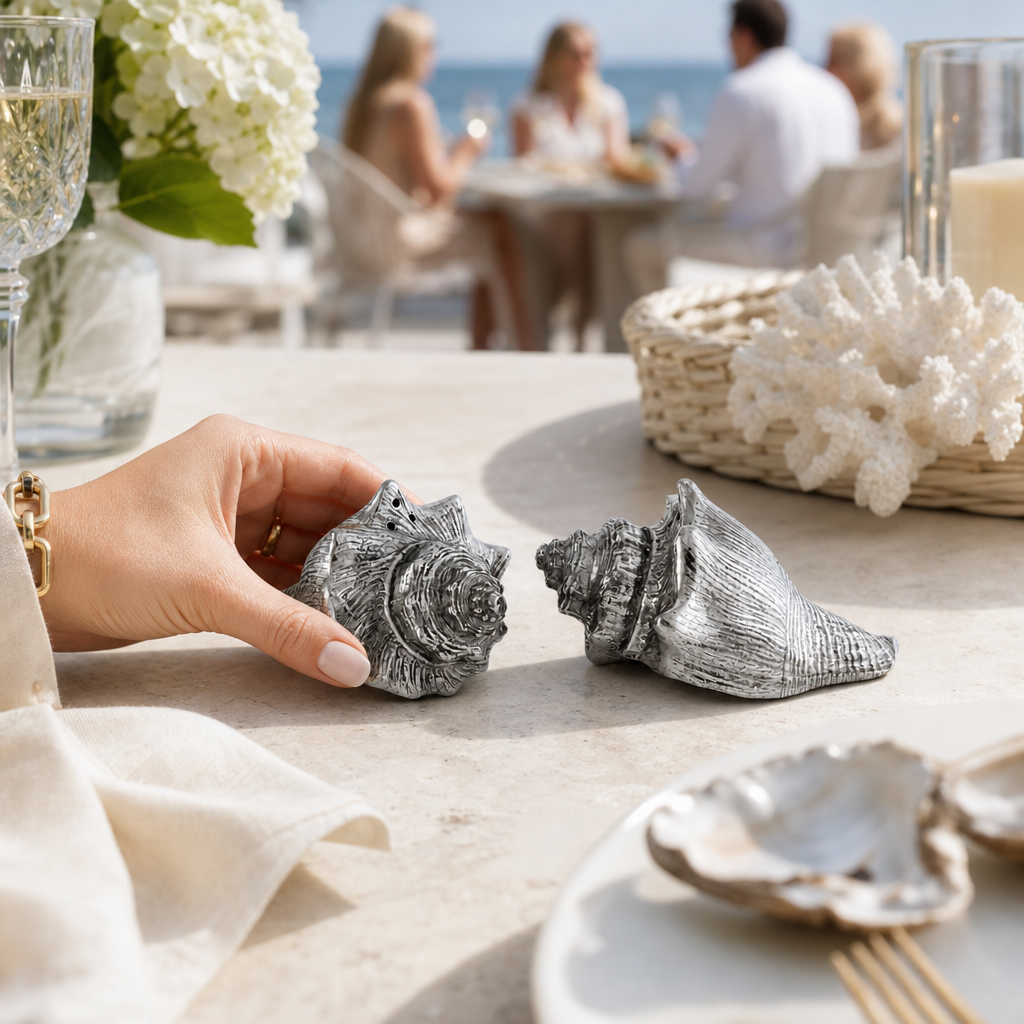 Pewter Conch Shells Salt & Pepper Set