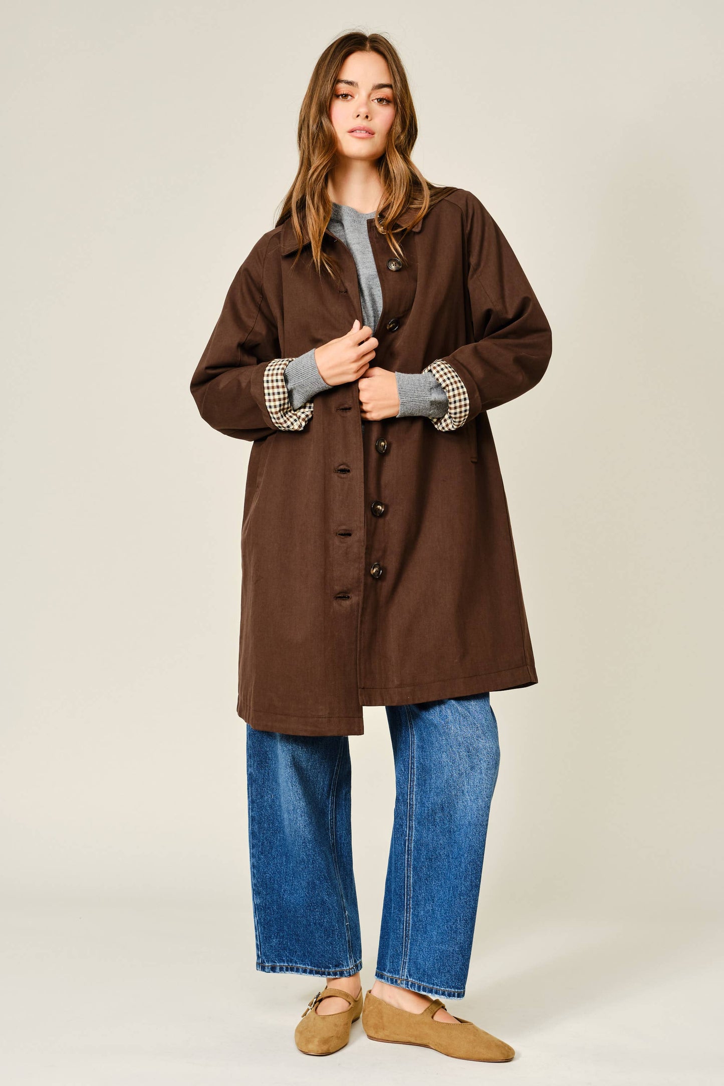 Midi Trench Coat - Brown