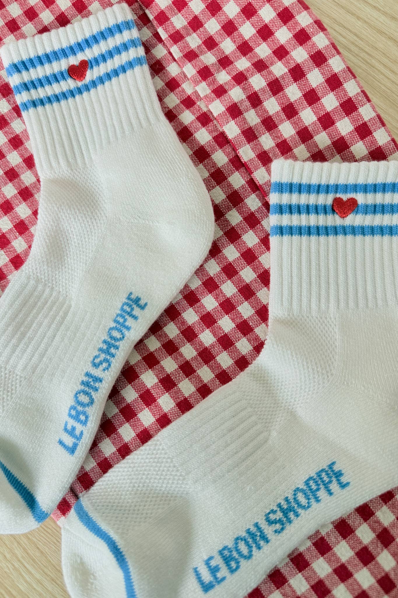 Embroidered Girlfriend Socks - Red, White Heart