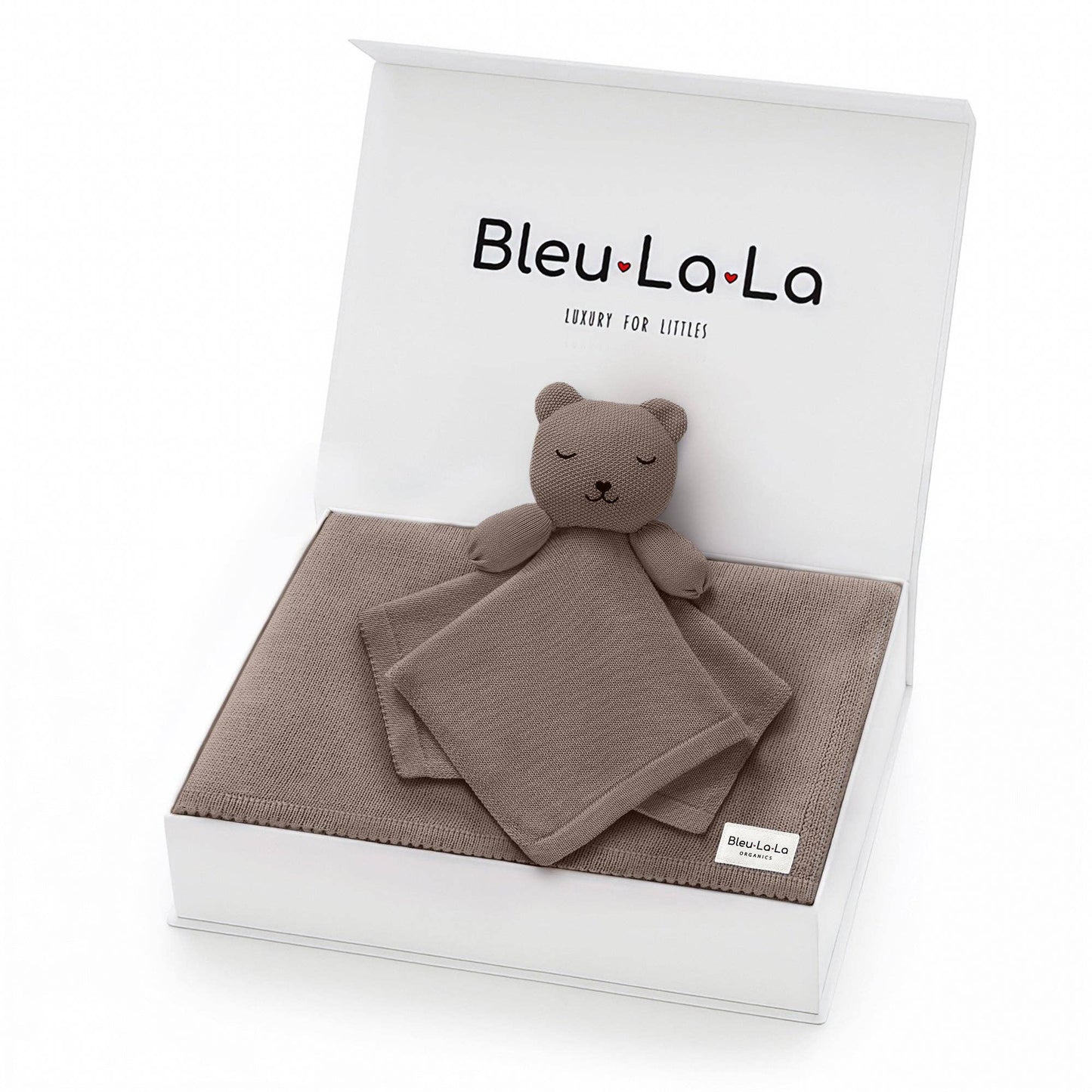 Blanket and Lovey Security Blanket Organic Cotton Gift Set Bear - Milk Chocolate