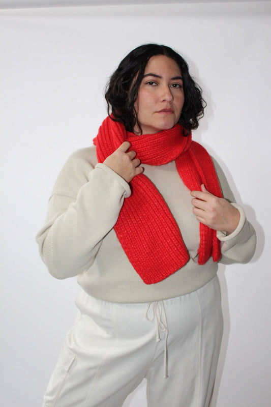 CeCe Knitted Alpaca Scarf - Red