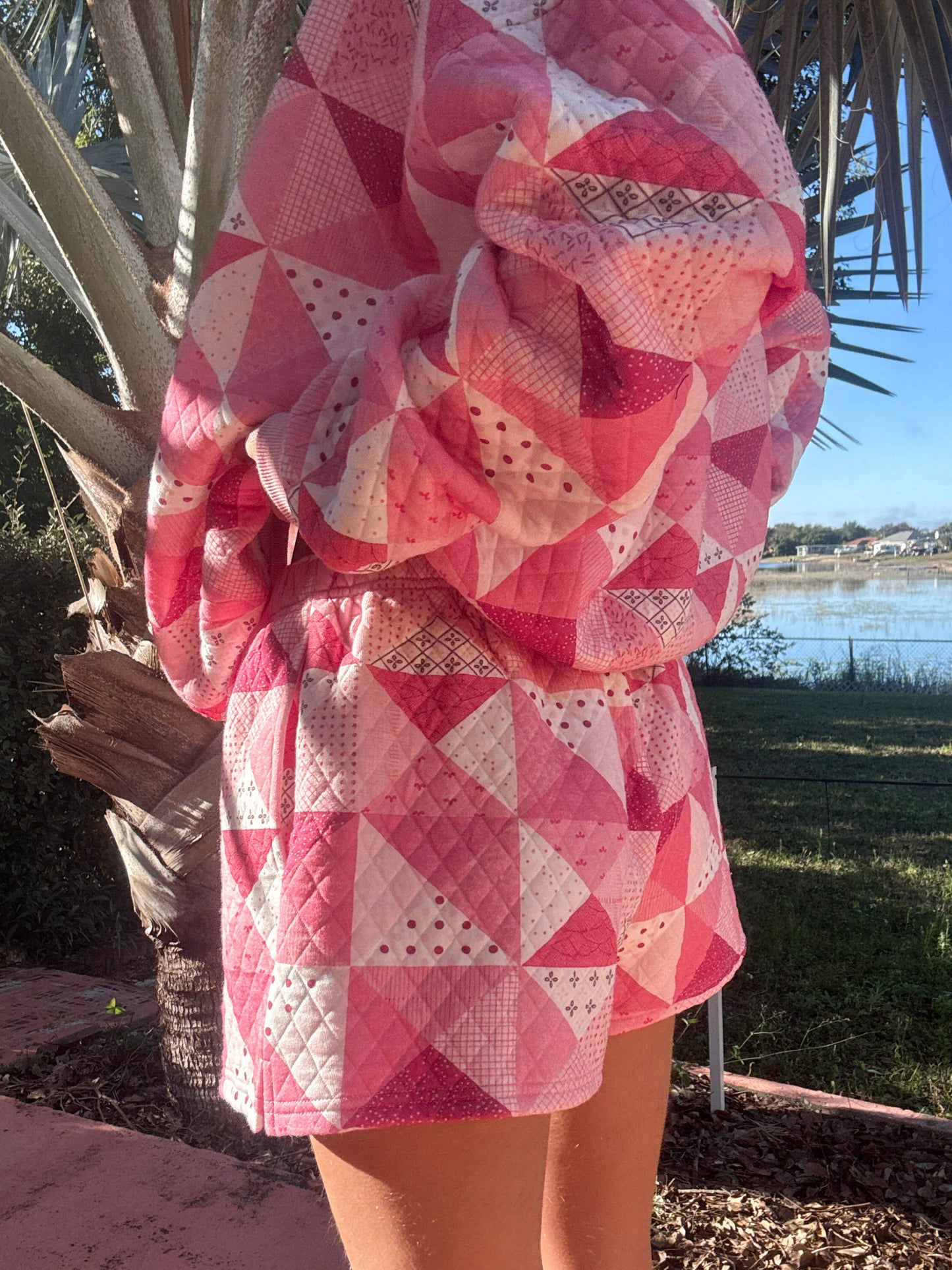 Pink Patchwork Quilted Shorts