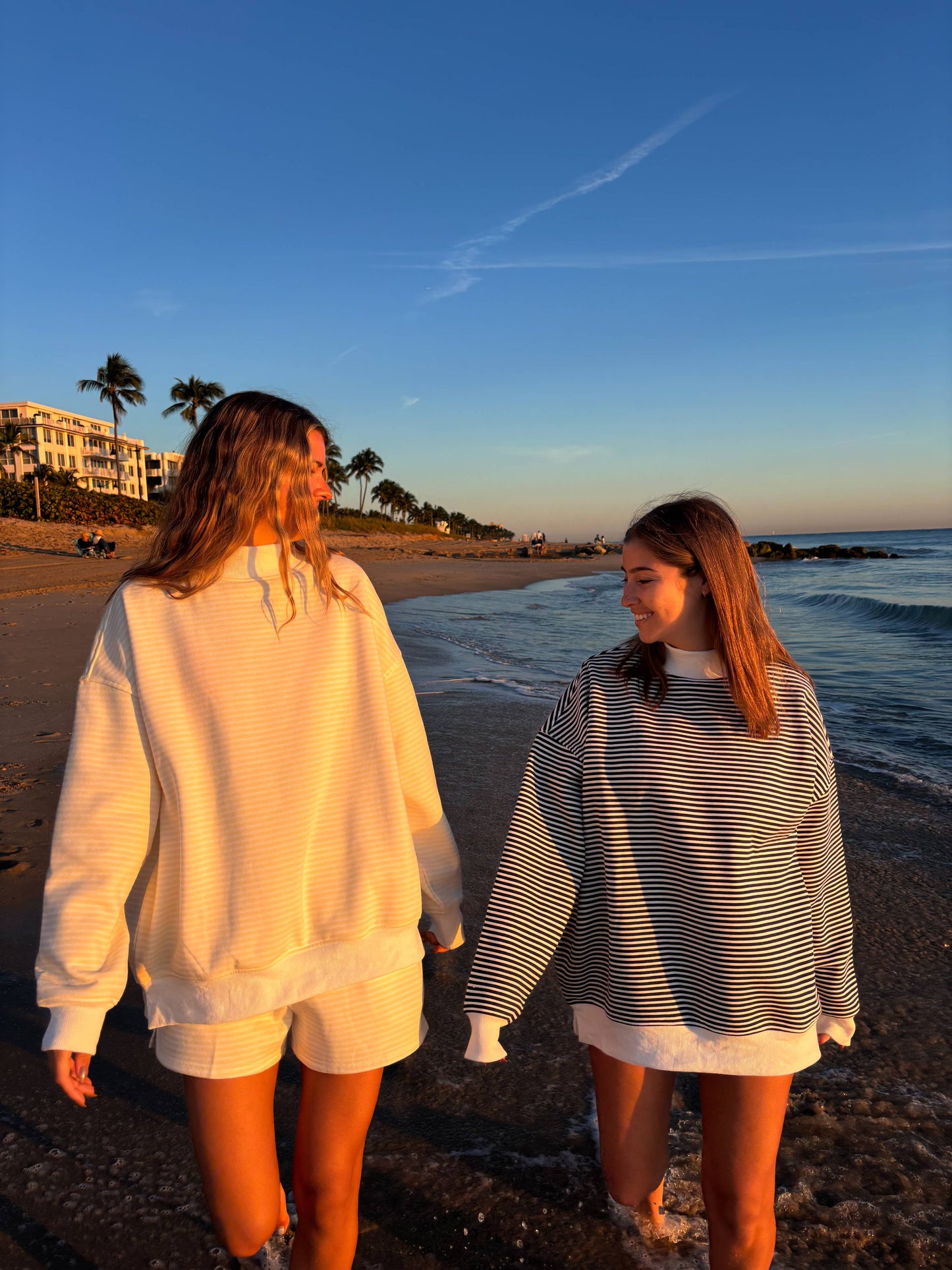 Navy and White Stripe Mockneck Sweatshirt