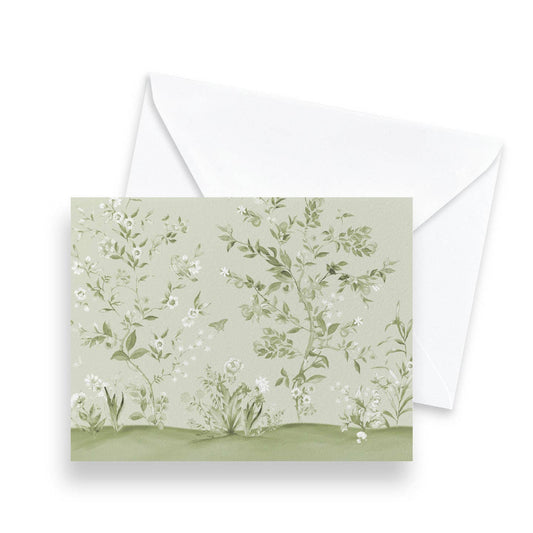 Green Floral Chinoiserie Notecards - Set of 8