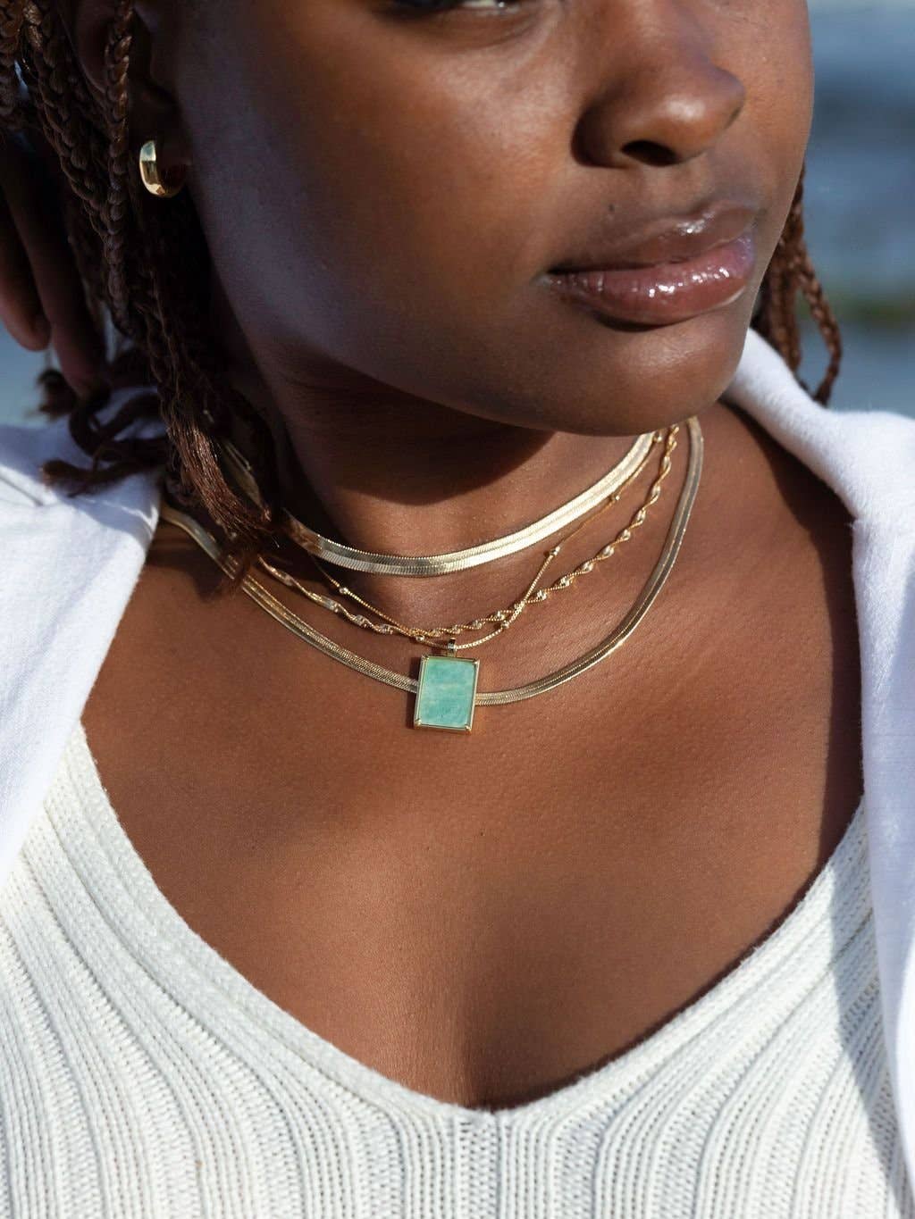 Gold Filled Herringbone Chain Necklace - 4mm, 18 in