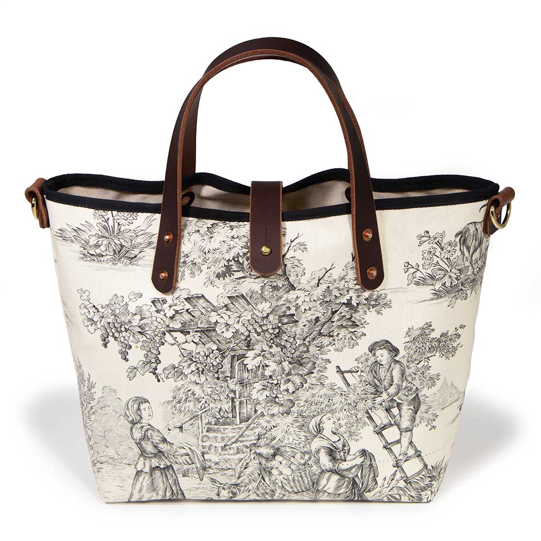 Cream & Coal Toile Mini Tote