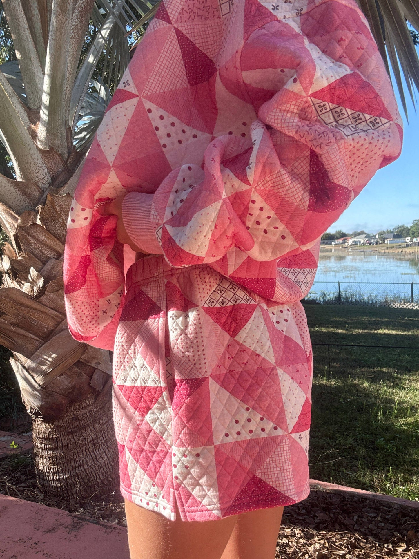 Pink Patchwork Quilted Shorts