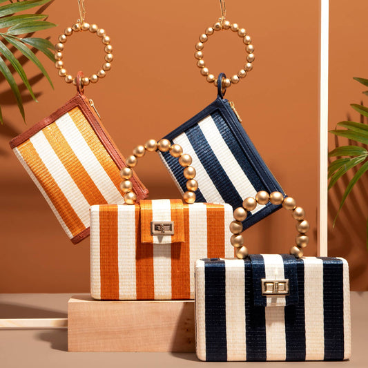 Orange Stripe Clutch Bag - Soli + Sun