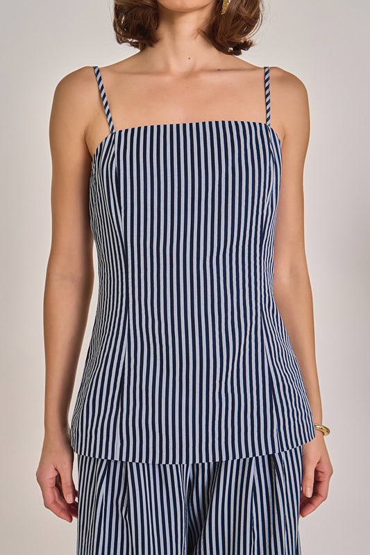 Striped Long Top - Navy - English Factory