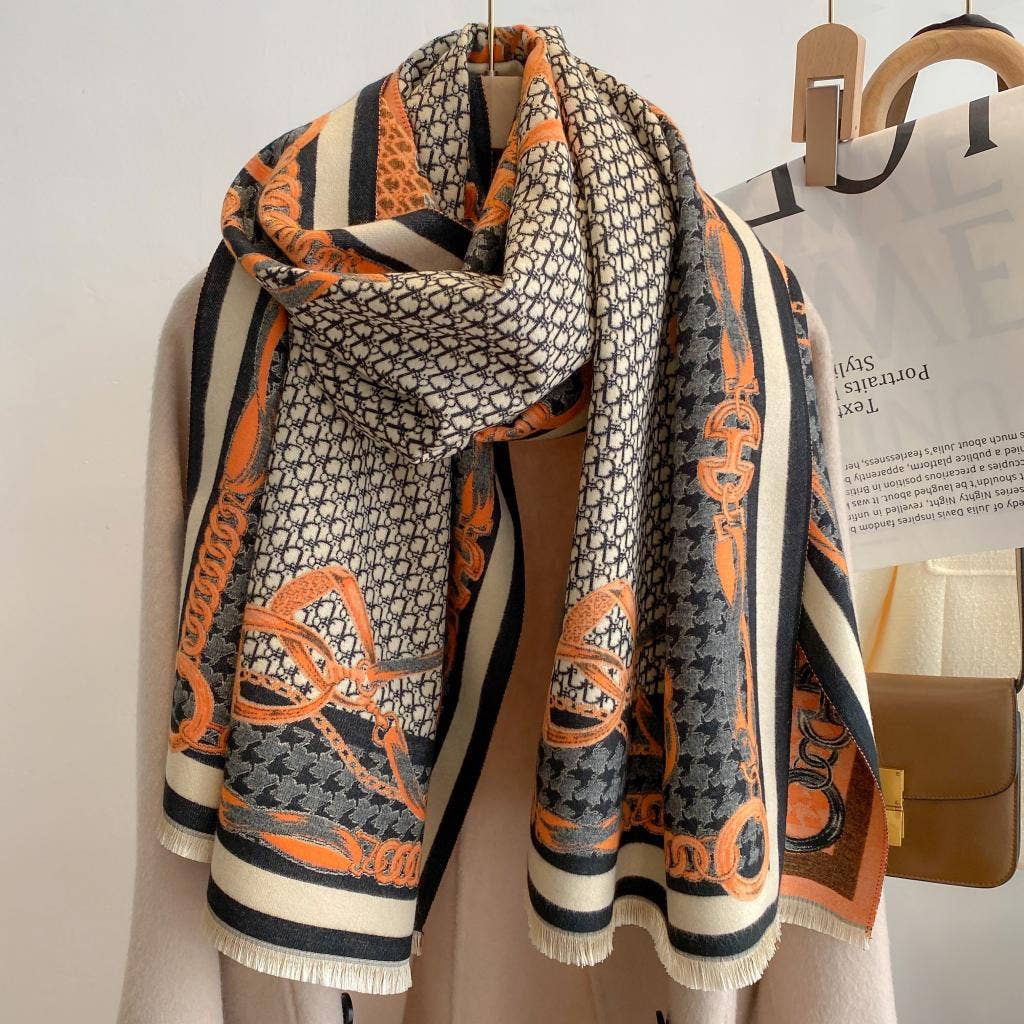 Equestrian Orange + Black Stirrup Reversible Wrap