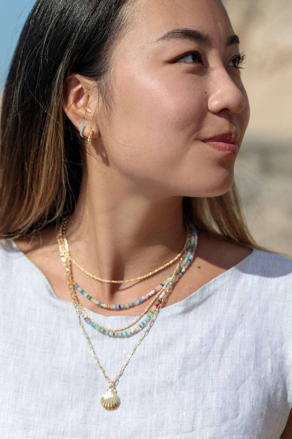 Gold Scallop Shell Necklace - 18 in