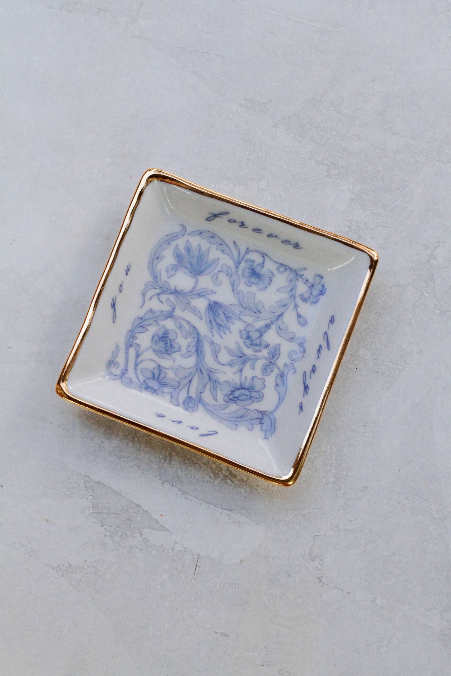 Love You Trinket Dish - Handmade Ceramic Ring Dish w/ 22k