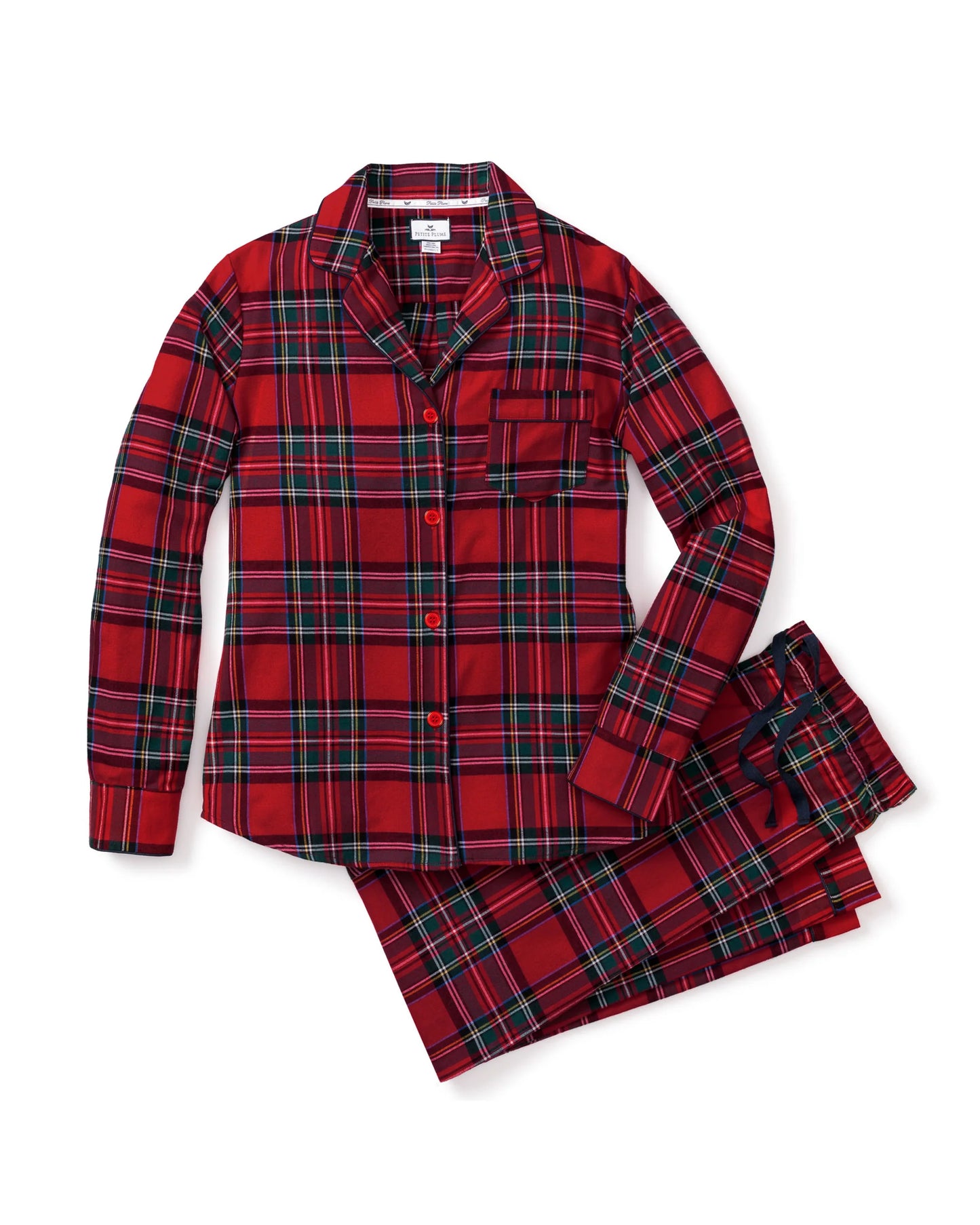 Women's Brushed Twill Pajama Set in Imperial Tartan - Petite Plume