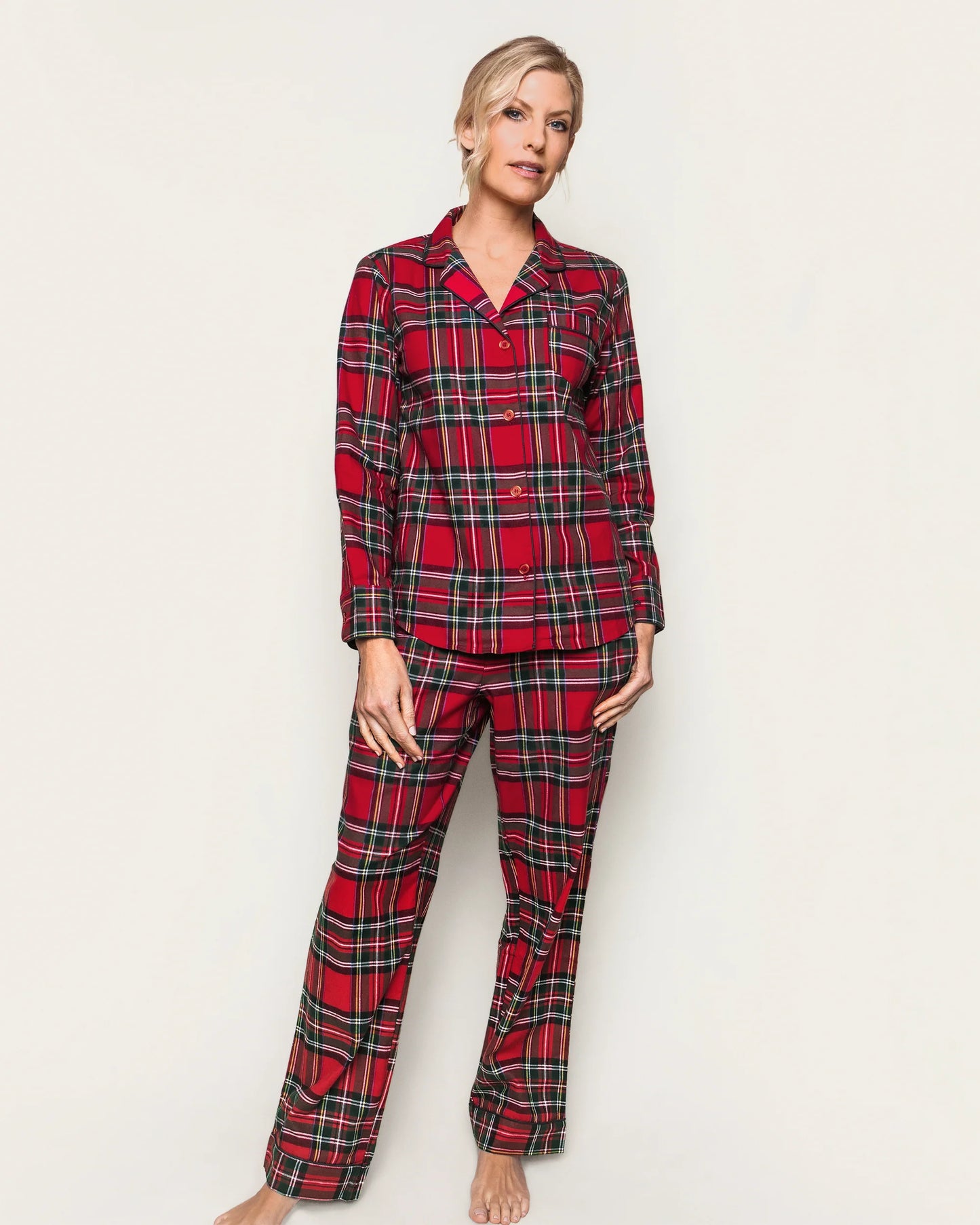 Women's Brushed Twill Pajama Set in Imperial Tartan - Petite Plume