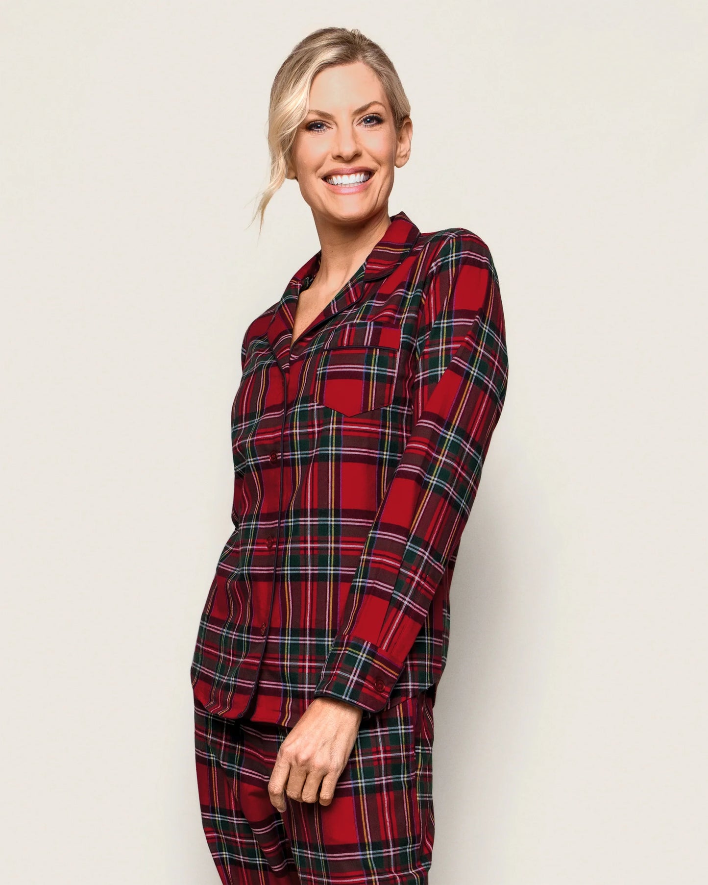 Women's Brushed Twill Pajama Set in Imperial Tartan - Petite Plume