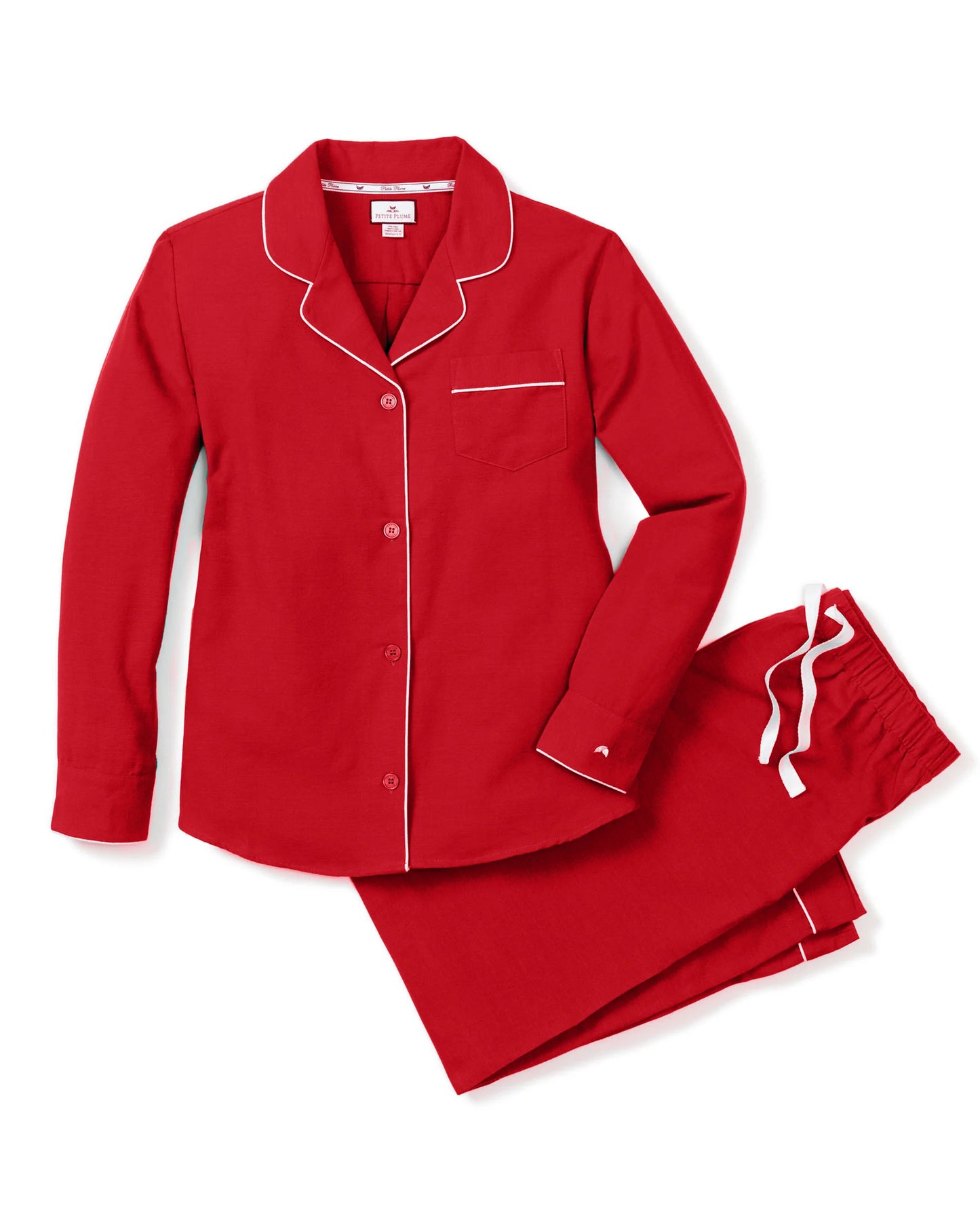 Women's Flannel Pajama Set in Red - Petite Plume