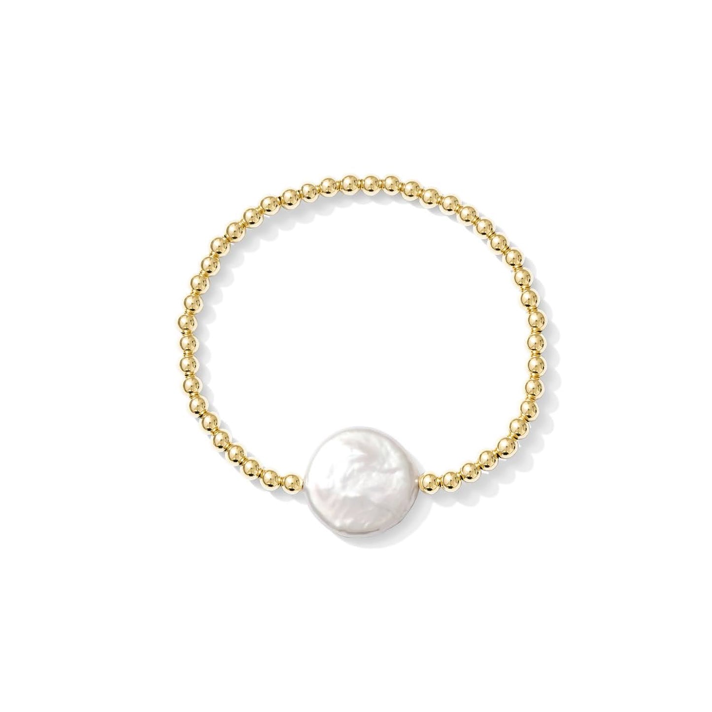 Stretchy Large Coin Pearl Bracelet - GOLD FILL OR SILVER - Kaylie Dawn
