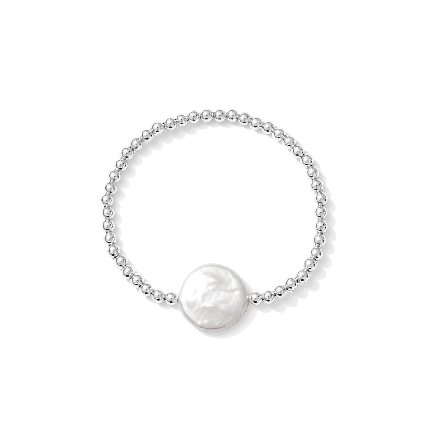 Stretchy Large Coin Pearl Bracelet - GOLD FILL OR SILVER - Kaylie Dawn