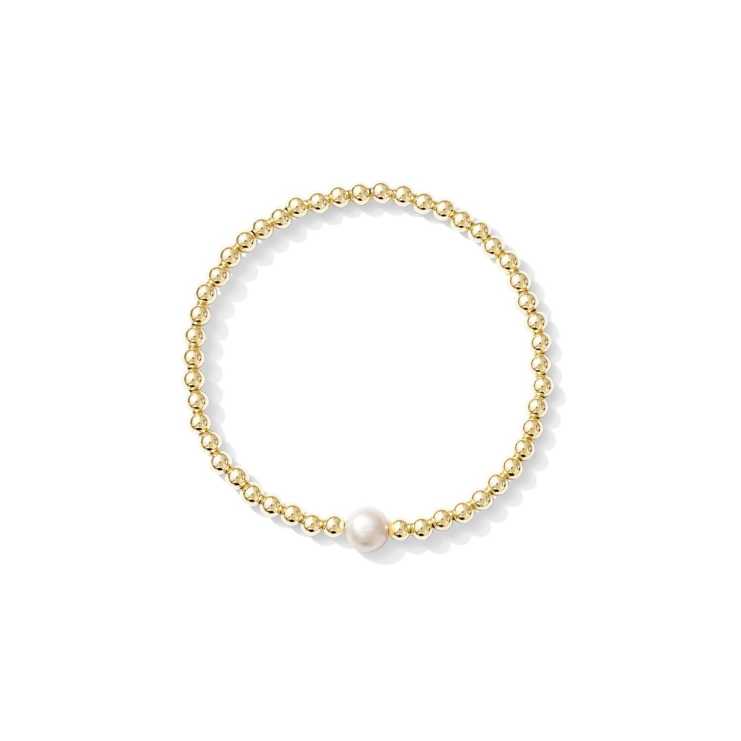 Stretchy Single Pearl Bracelet - GOLD FILL - Kaylie Dawn